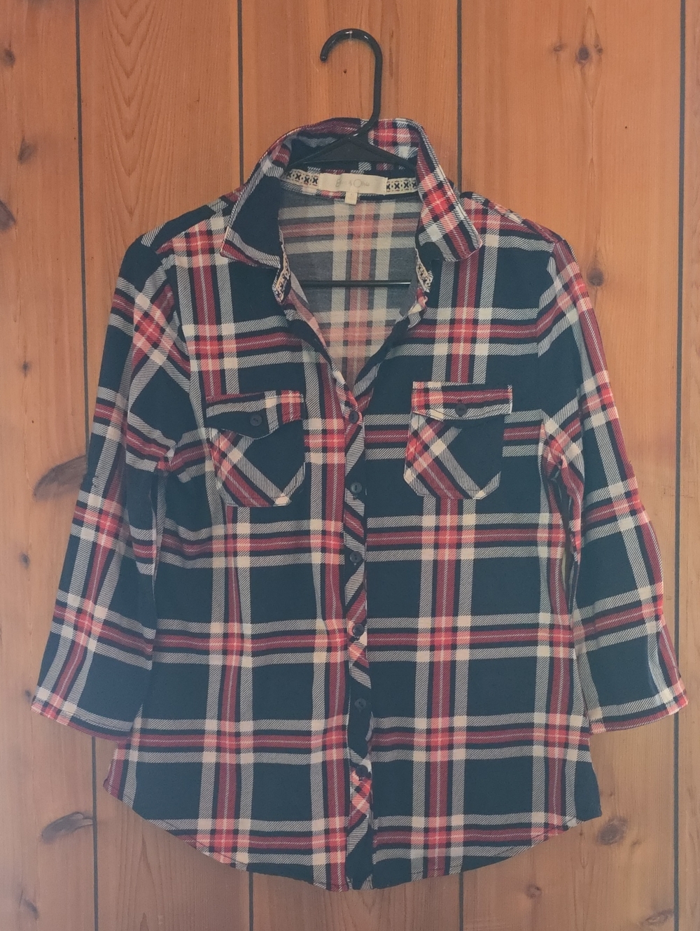 Eden & Olivia Navy, Red & White Plaid Button-Down Shirt